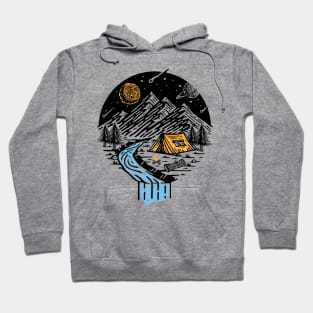 camping mountain night illustration Hoodie